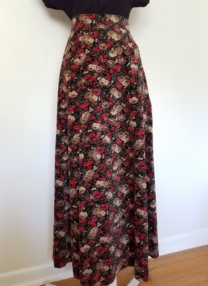 Vintage Velvet Corduroy Hostess Maxi Skirt Sz 2